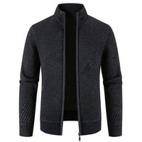Zimski kaputi za muškarce - plišana jakna od jakne čvrsto pune zip turtleneck dugim rukavom mornaricom