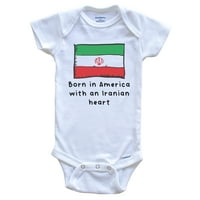 Rođen u Americi sa iranskim srcem simpatičnim Iran zastavom za bebe, 3-mjesečne bijele boje