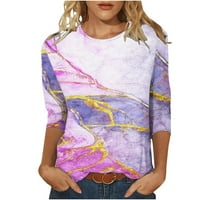 Ženska modna tiskana majica Mid-dužine rukava Bluza okrugli vrat casual vrhovi labavi mekani bluza TUNIC