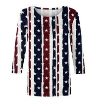 PBNBP majice za žene za žene 4. jula Tie Dye USA zastava Crewneck Ljetne casual basy bluze Ženske patriotske