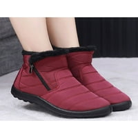 Rochimi Žene Tople čizme patentni zimski čizme Fau Furne snježne čizme hodaju hladno vrijeme Udobni gležnjač cipele lagane plišane cipele crvene boje 8.5