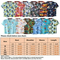 Avamo muški gumb s kratkim rukavima niz majice bluza drvo tiskane havajske vrhove ljetne casual plaže za odmor majice