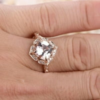 Ograničeno prodaja vremena Antique Carat Princess Cut morgatit i dijamantski moissanitni zaručni prsten za žene sa 18K zlatnim pregradom