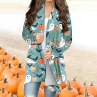 Fall Cardigan dugih rukava srednje dužine Žene lagani džemperi Halloween Graphic Plus size Košulje Vrh