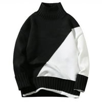Ketyyh-CHN džemperi za velike muškarce dugih rukava Plus veličine pletenih džempera vrhom crne, 2xl