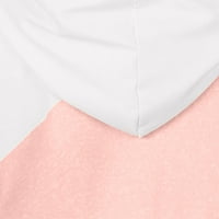 Gotyou Proljetni vrhovi Ženski povremeni O-izrez kontrastni boju dugih rukava Top pulover zveznicu ružičasti