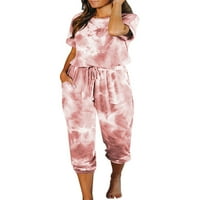 Niuer Dame Baggy Draystring Pidžami setovi Žene Labave noćna odjeća Dye ljetna elastična struka casual