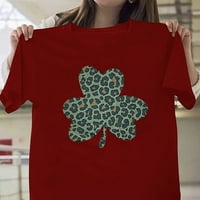 Zodggu Save Big Fashion Unise Bluza Tops Kratki rukav St. Patrick's Day Slim Casual Pokloni za Unise Lucky Clover Print Tunic Majice za žene Posada Vreda za slobodno vrijeme Vino 12