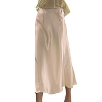 Ženski satenski visoki struk skriveni elastizirani pojas za struk povremena ležerna linija midi suknja