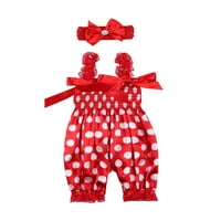 Canrulo Style Lijepe djevojke za djecu Rompers Točke Cvjetni leopard Print bez rukava Elastični narameni skakači + trake za glavu crvena 12 mjeseci