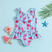SNGXGN Little Girls kupaći kostim cvjetni ruffle Quick suho plaža kupaći kostimi djevojke jednodijelni kupaći kostimi, plavi, veličine 110