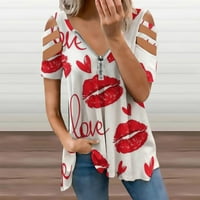 T majice za ženske košulje za blube patipper pulover kratkih rukava blok u vratu modni casual top valentinovo