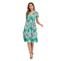 HOMenesgenics Ljetne haljine za žene plus veličine Ženska povremena cvjetna print boemska V-izrez A-line