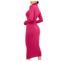 Haljine za žene Žene Trendovi Tanki dress s dugim rukavima s dugim rukavima ružičasta ružičasta S
