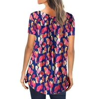 Ženski vrhovi Sakrij trbušni tuniku Ljeto kratkih rukava dugim dugim majicama casual cvjetni cvjetni škakljivi bluze za nošenje sa gamašima