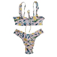 Amousa Women Sexy cvjetni prsluk kupaći kupaći kupaći kostim bikini set Split kupaći kostim ženski