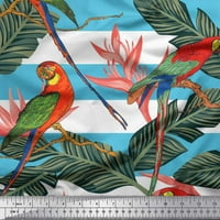 Tropički listovi sa tromnim listovima Soimoi Rayon, pruga i papagaj za ptice šivanje tkanine dvorište