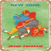 Metalni znak - New York Air Indija Vintage AD - Vintage Rusty Look