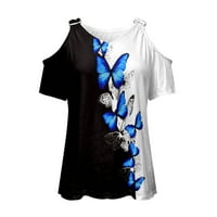 IOPQO WOMENS T majice Ženska ležerna košulja Ljeto od ramena TOP V izrez Bluza Solity Boja Top majica