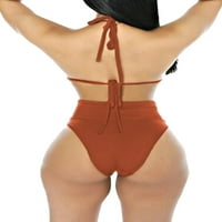 Ružičasta ženska ženska halter izrezala kupaće kostime sa mrežama MAXI suknja čokolada l