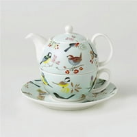 Roy Kirkham Er čaj za jedan čajnik sa čajem čaja i tanjurom - ptica pjesma
