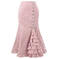 Niuer Women Maxi suknje Fishtail duga suknja Cvjetni print casual visokog struka ljubičasta m