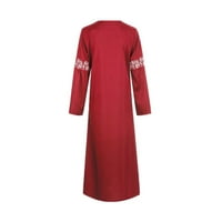 Efsteb ženske haljine modne čvrste boje haljine s dugim rukavima Crewneck Vintage Maxi haljine casual