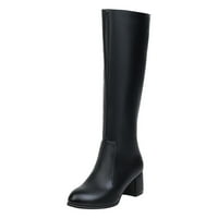 Petort Womenske koljena High Boots Duge čizme Udobne cipele guste potpetice A, 39