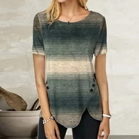Ženski vrhovi grafički grafički otisci bluza modne žene majice kratki rukav ljetni tunik Tee siva 2xl