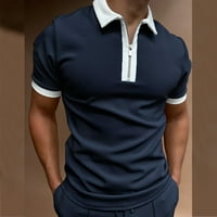 Muška majica Ležerne prilike Slaba labava fit rukava Okrenite bluzu za bluzu sa zatvaračem Splice Majice