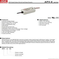 APV-8- 12V 0,67A 8W Jednokrevetni izlazni prebacivanje napajanja