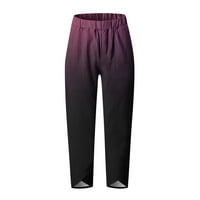Joau Womens plus veličina kapri hlače Ljeto Ležerne prilike pamučne posteljine labave fit široke noge harem hlače udobne joggers konusne hlače s džepovima
