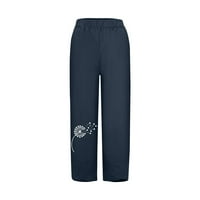 Voncos Ženske hlače Ležerne prilike - Moda s džepovima Štampane pantalone od pune boje za žene Blue