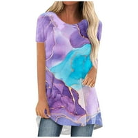 Proljetni vrhovi za žene Ženska modna tiskana majica s kratkim rukavima Bluza okrugli vrat Ležerne prilike