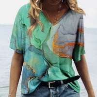 Leylayray bluza za žene Ženska modna casual tiskana V-izrez kratki rukav za bluzu Green L