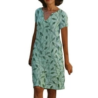 EFSTEB Ljetne haljine za žene Casual Haljina s kratkim rukavima Trendi V-izrez Haljine Loose Sunkesses