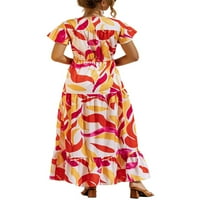 WRCNOTE Women Maxi Haljine s kratkim rukavima Ljeto plaža Sundurs cvjetna tiskana duga haljina boemian