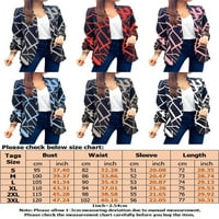 Glookwis Geometrijski print Poslovni jakne Midi Duljina odjeća Elegantna casual kardiganska jakna Otvorena prednja baggy bluže crvena L