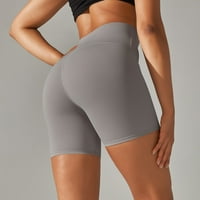 HHEI_K Yoga Hlače Žene Žene Čvrste joge kratke hlače u tijesnim strukom elastične sportske hlače