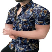 MANS GRIANOOK MENS majica kratki rukav na majici majica Men Men Hawaiian Tee Casual rever izrez Bluza