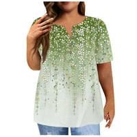 Ženska majica kratkih rukava plus veličina majica Flow Flowned Coutely Tops, Green, L