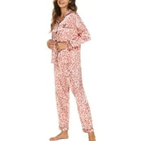 Žene svilene pidžame postavljeno dame dugih rukava saten pj setovi na dugme Pajama meko ugodno štampano salon za spavanje