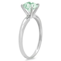 3CT okrugli rez zeleni simulirani dijamant 14k Bijelo zlato Graviranje Izjava bridalne godišnjice Angažovanje