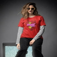 Graffiti Style Happy Lica u obliku majice u obliku majice - MIMage by Shutterstock, ženski medij