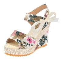 Ženske cipele Ženska platforma Klinovi Sandale Modne cvijeće Čipke cipele Obuća Vruća ružičasta 7,5
