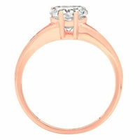 1. CT Sjajno sintetičko srce sintetički bijeli safir 14k Rose Gold Solitaire prsten sz 9.75