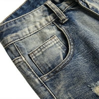 Farstey muške traper kratke hlače opušteni udobni džepovi dugme za patent zatvarač šort salon rastezljivih