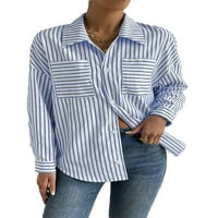 Ležerne prugaste košulje s dugim rukavima plave i bijele ženske bluze