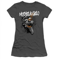 Treevco Nick286-JS- TMNT i TMNT Michelangelo kratki rukav Junior Sheer majica, ugljen - 2x