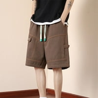 Muški kratke hlače Ljetne muške kratke hlače prilagođene elastične strukske crkvene casual labave ravne noge smeđe Teretne kratke hlače za muškarce casual ljeto